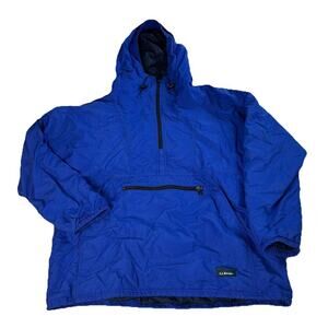 Vintage LL Bean Anorak Windbreaker Light Jacket Nylon Blue Made in USA Men's XL